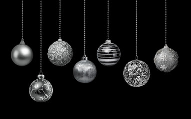 Fototapeta na wymiar Silver Christmas balls collection