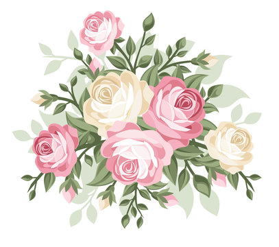 Vector illustration of vintage roses.