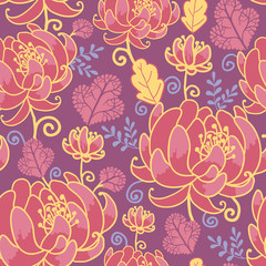 Vector magical flowers elegant seamless pattern on purple