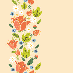 Vector colorful spring tulips vertical seamless pattern ornament