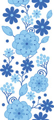 Vector Delft blue Holland flowers elegant vertical seamless