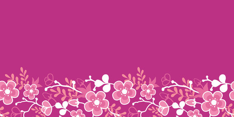 Obraz na płótnie Canvas Vector Pink Sakura Blossom Horizontal Seamless Pattern
