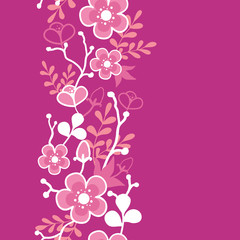 Vector Pink Sakura Blossom Vertical Seamless Pattern Background