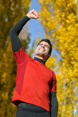 Fototapeta premium Male athlete celebrating victory