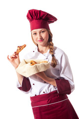 Female Chef with croissant