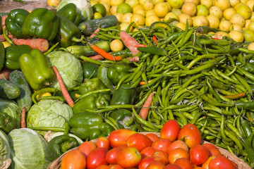 Many different ecological vegetables on market
