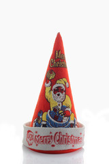 Single Santa Claus red hat isolated on white background