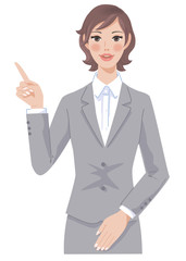 女性のポーズ　指差し