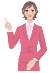 女性のポーズ　指差し