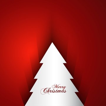 merry christmas tree bright red colorful background card vector