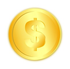 Dollar sign in gold coin