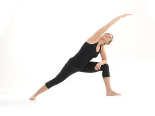 stretching yoga pose demonstration