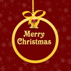 Red Christmas background with golden ball