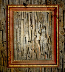 Picture frame on rough brick wall