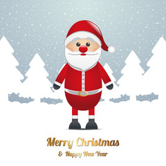 santa winter snow tree landscape blue white