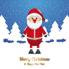 santa winter snow tree landscape blue white