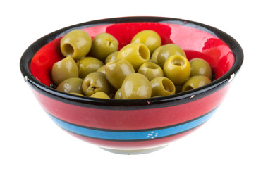 Olives over white background