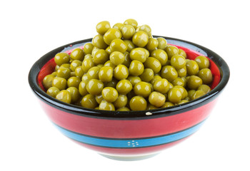 green peas, in a bowl, isolated, white background