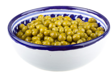 green peas, in a bowl, isolated, white background