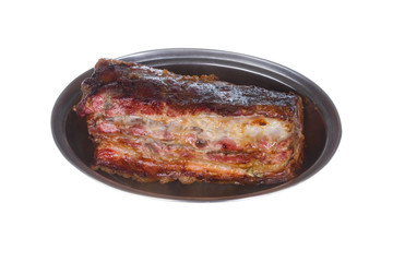 Grilled meat on white background