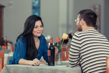 Romantic Young Couple at Restaurant