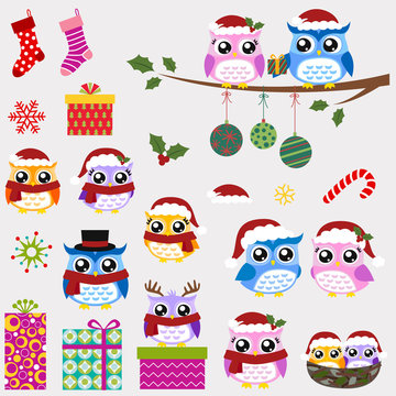 owl family christmas set