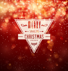 Retro Badge over red Christmas background