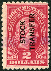 USA - 1914: A documentary stamp shows Liberty