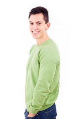 Young casual man portrait on white background
