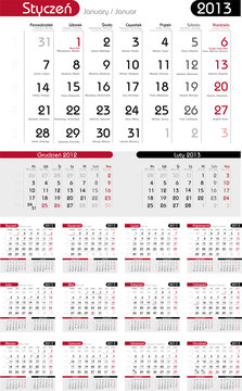 Kalendarium 2013 polsko-angielsko-niemieckie