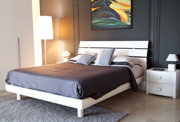 Modern grey colour bedroom