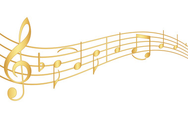 Goldene Musiknoten mit Schwung
