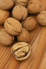 walnuts on wooden table