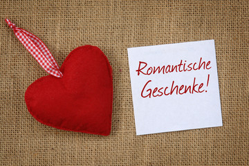 Herz mit Zettel romantische Geschenke