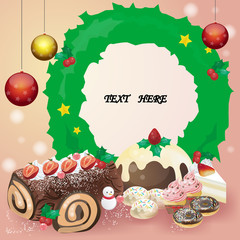 Christmas dessert card or notepad