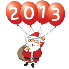 vector illustration of Santa Claus holding new year balloons