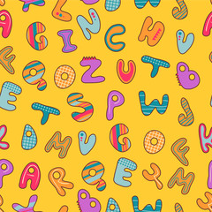 Seamless pattern with cute childish alphabet