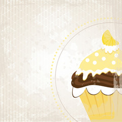 Zitronen Cupcake im Vintage Look