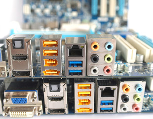 Back side of computer main boards