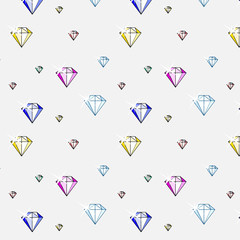 vector illustration of precious, colorful gemstones pattern
