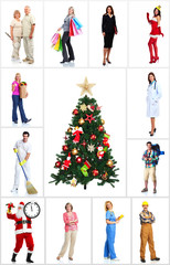 Group of workers people set.