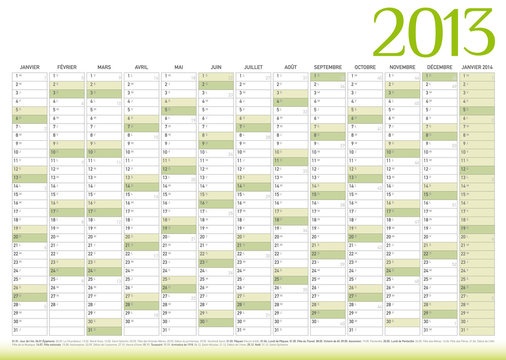 Calendrier ann&eacute;e 2013 personnalisable