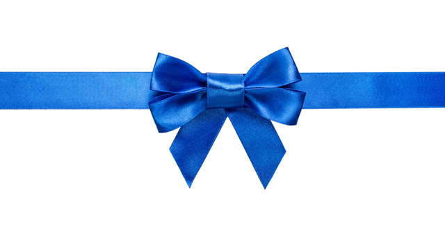blue ribbon with bow with tails