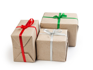 three gift boxes from recycled paper
