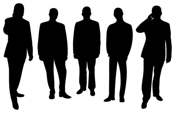 Silhouetten von fünf Geschäftsmännern