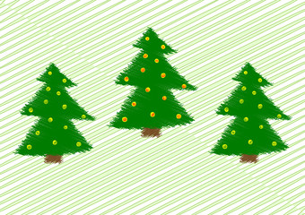 Three Christmas trees vector