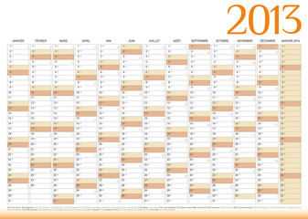 Calendrier année 2013 personnalisable