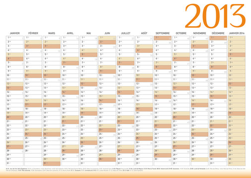 Calendrier ann&eacute;e 2013 personnalisable