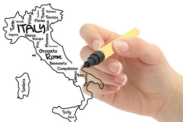italy on whiteboard