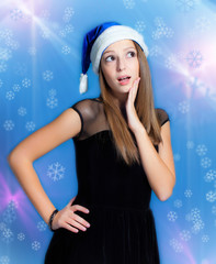 Girl in christmas hat
